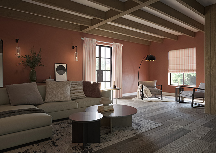 Lace Stripes, Coral - Made to Measure Curtains - Image 8